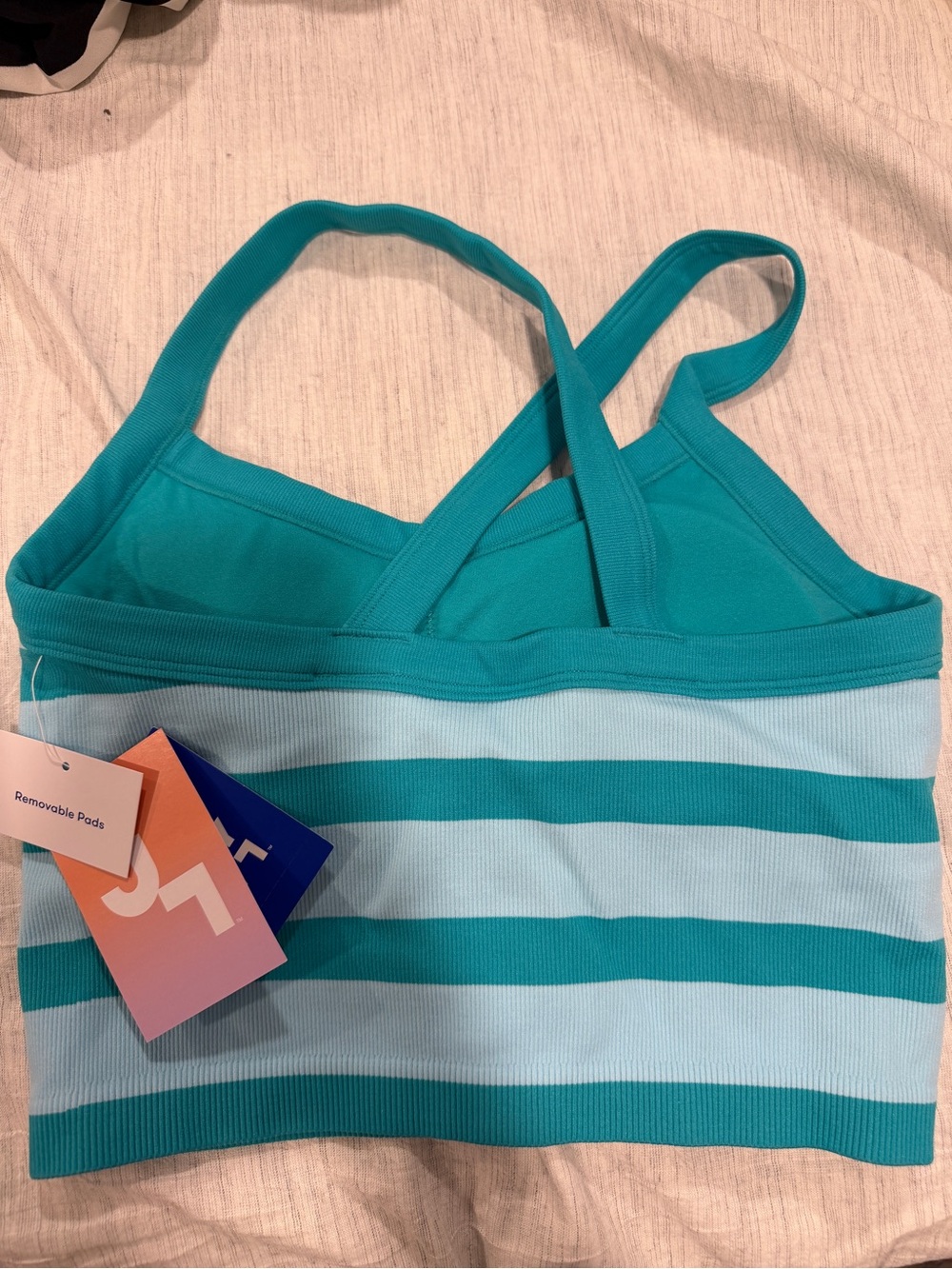 JoyLab green snd teal Crossback Tank Bralette with removable pads. NWT - Picture 2 of 3